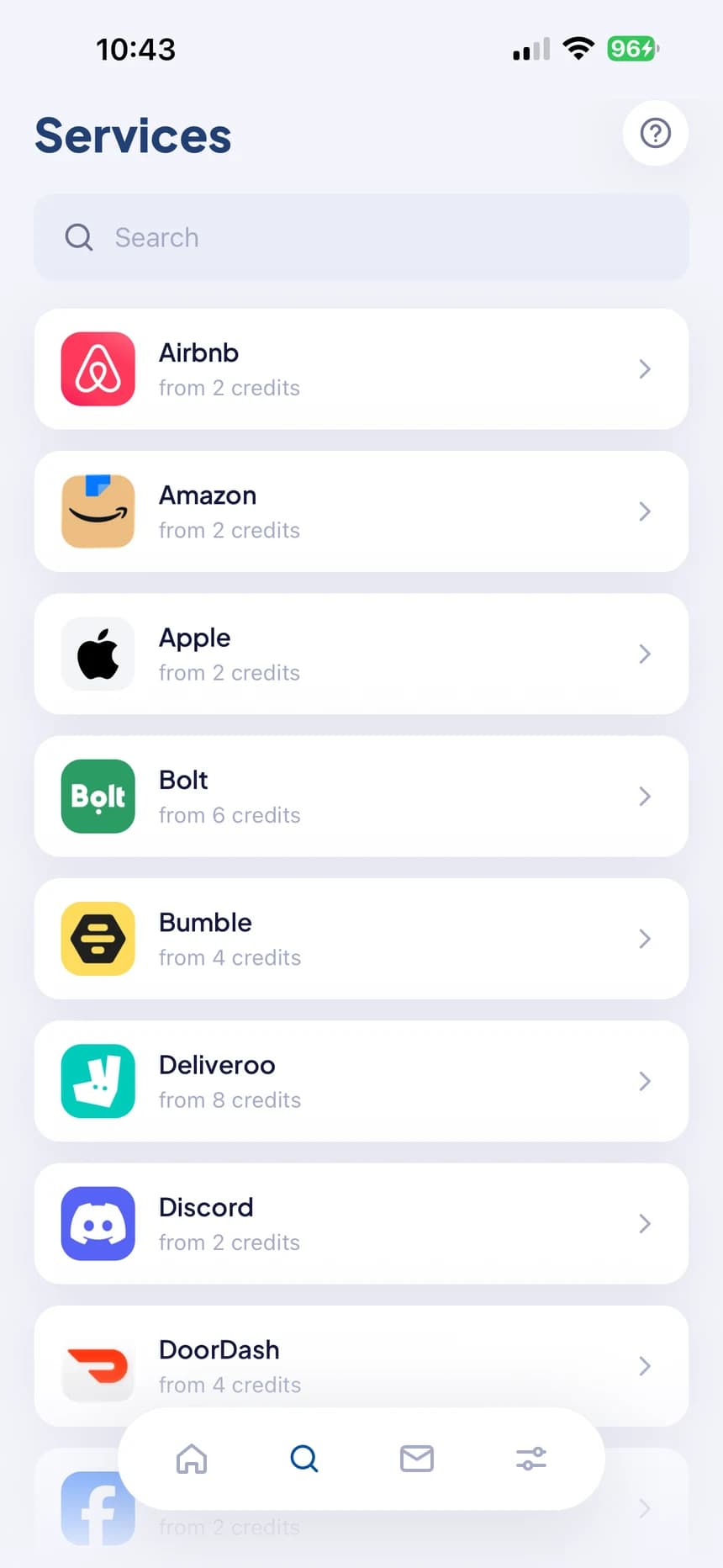 List of services to receive a verification code for